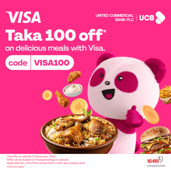 Enjoy BDT 100 Discount at Foodpanda with UCB Visa Cards!